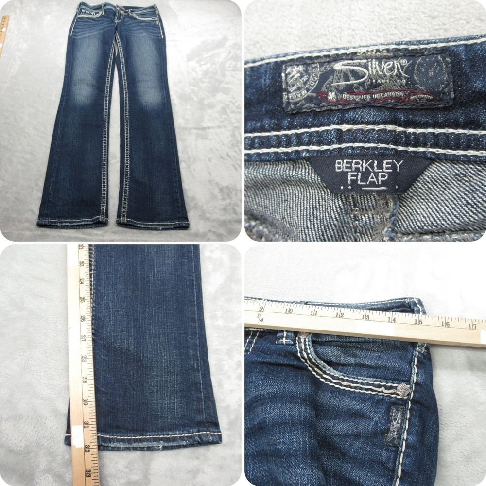 Silver Jeans Co Jeans Womens 30x32 Dark‎ Wash Denim Berkley Flap Pocket Bootcut